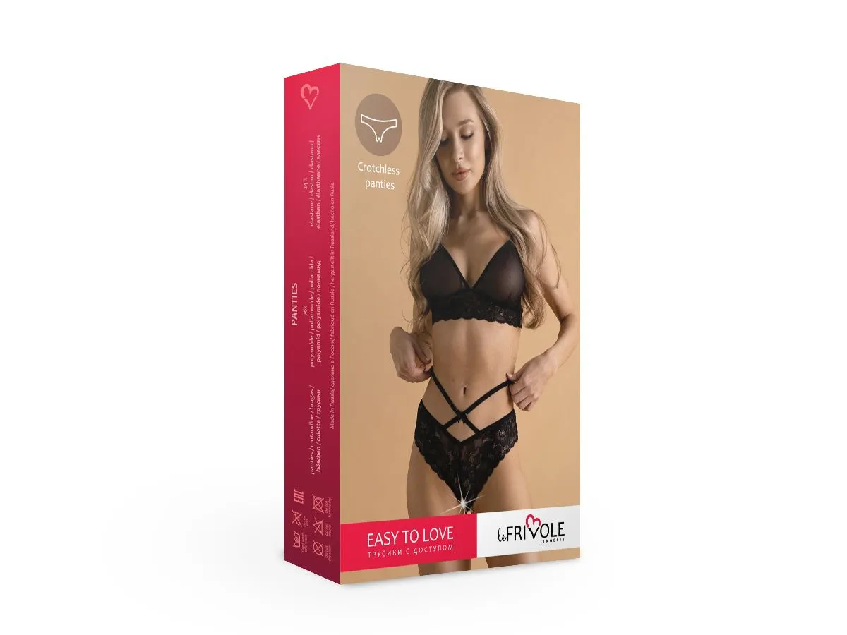 Эротическое романтичные кружевные трусики с доступом и стрепами easy to love в Мурманске