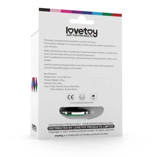 анальная пробка lovetoy малая, с зеленым камнем в Мурманске