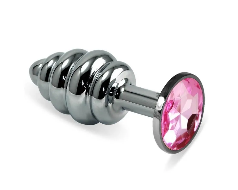 Анальная пробка Lovetoy Rosebud Spiral, с розовым камнем