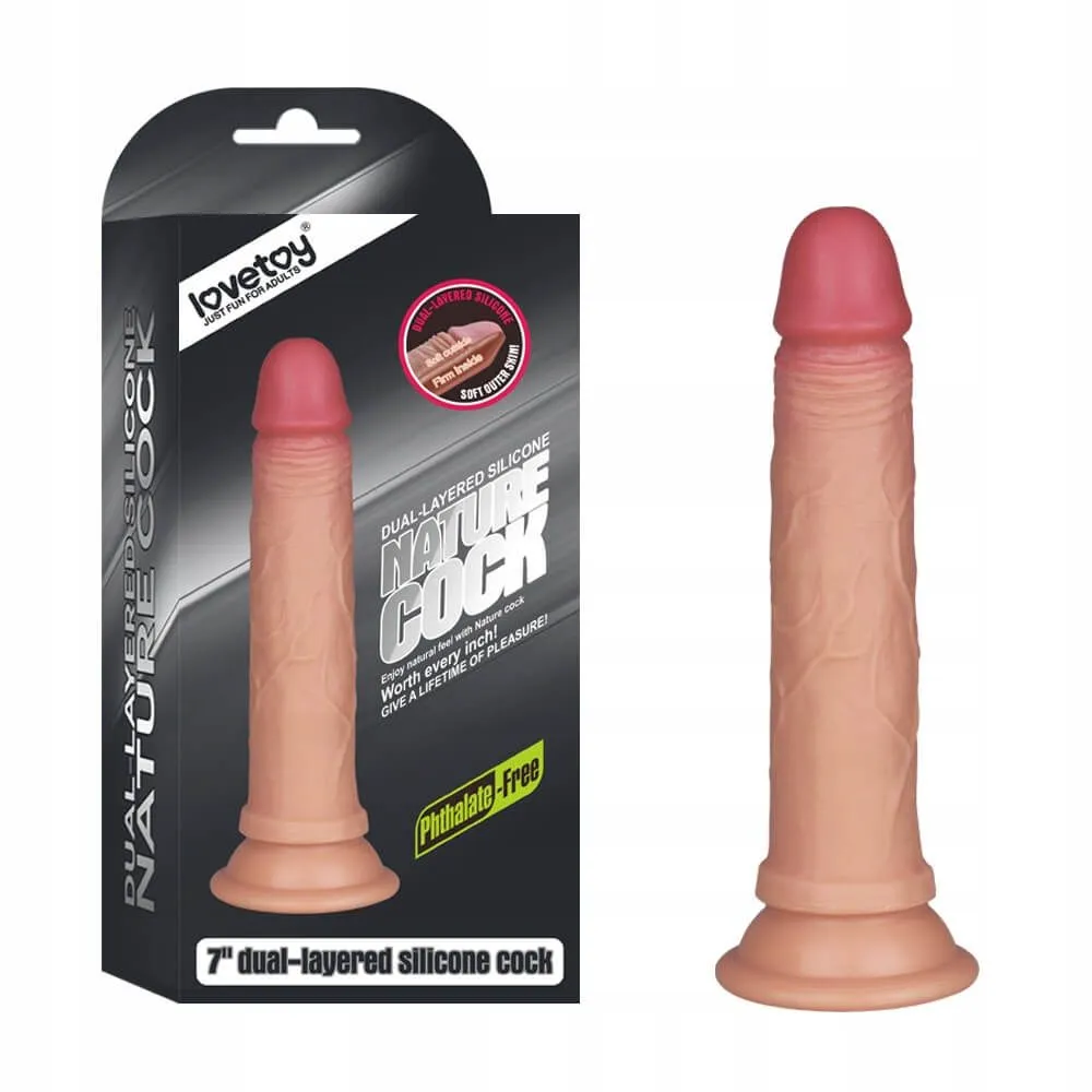 фаллоимитатор 7 inch dual layered liquid silicone nature cock, телесный в Мурманске