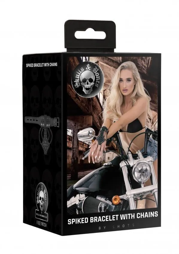 браслет с шипами и цепями skulls and bones, черный в Мурманске