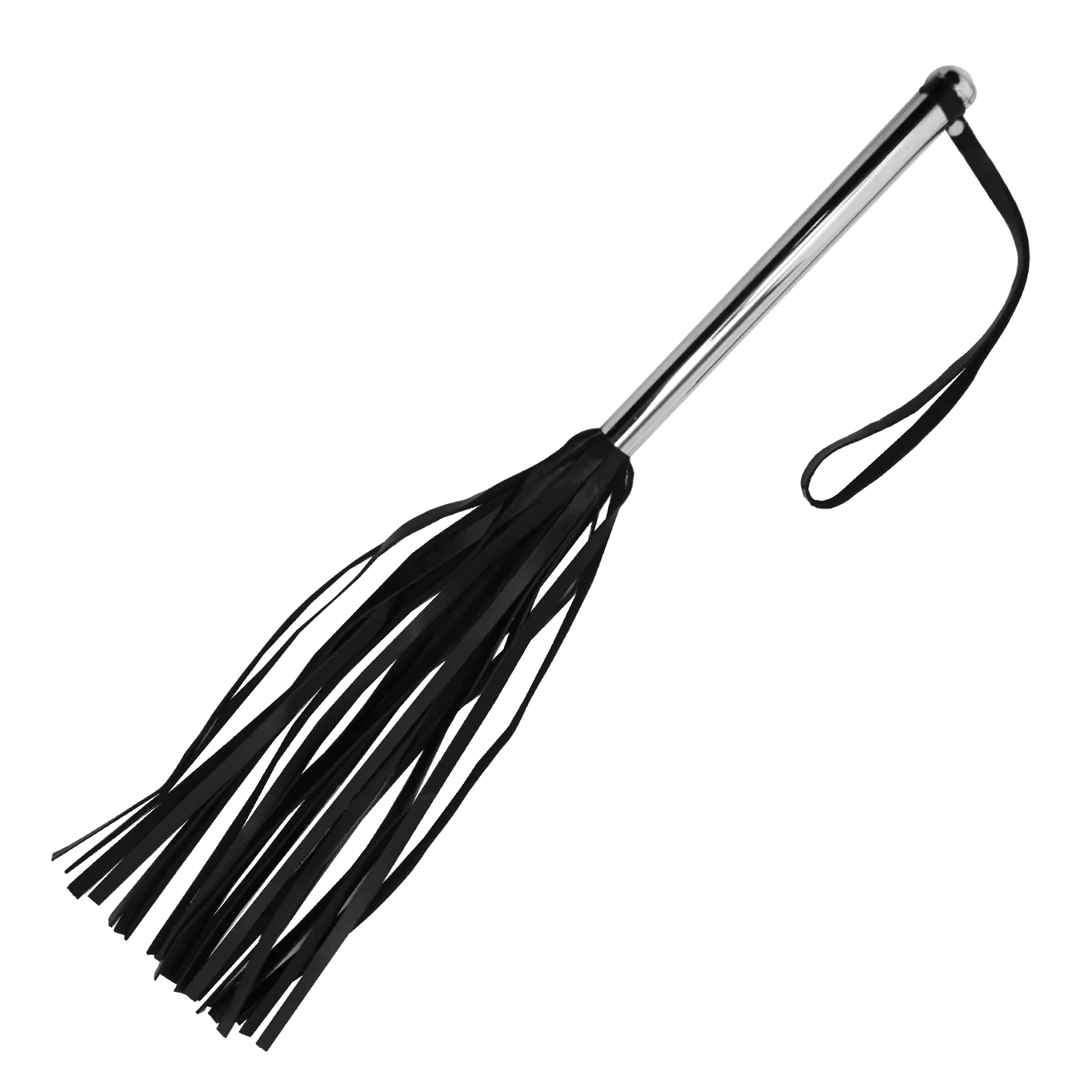 Флоггер PinkRabbit из черной кожи с хромированной ручкой