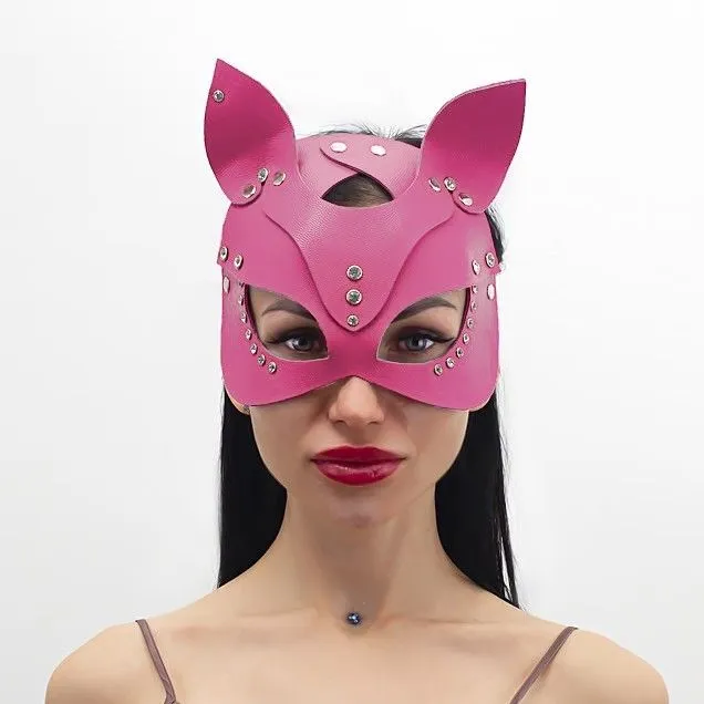 маска кошки со стразами pinkrabbit, розовая в Мурманске