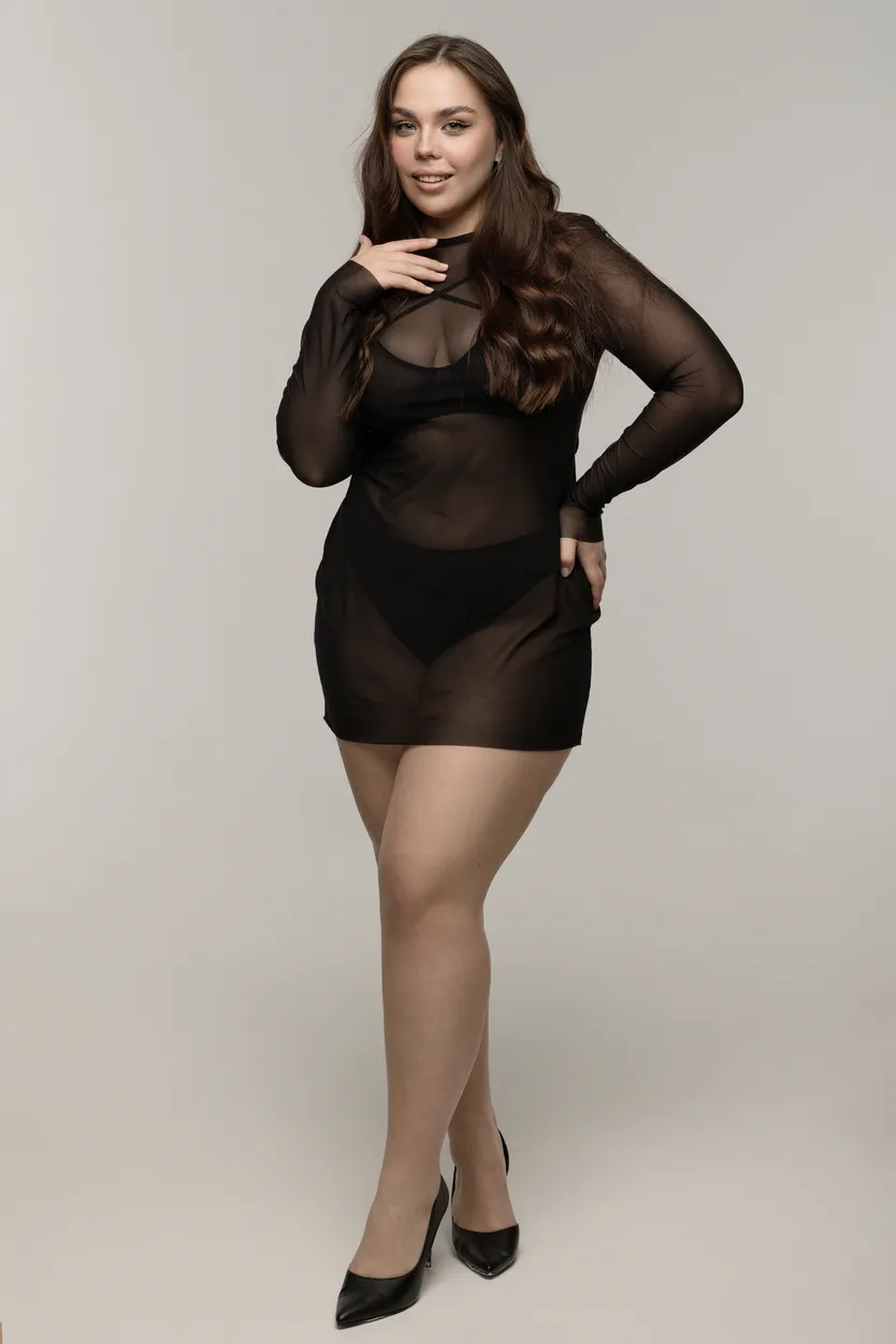 Эротическое платье pinkrabbit из эластичной сетки, чёрное в Мурманске