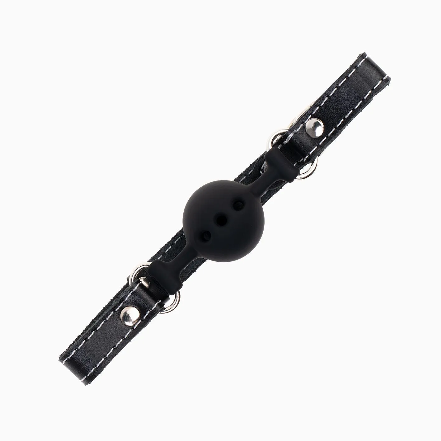 кляп pink rabbit с черным силиконовым шариком (белая строчка) в Мурманске