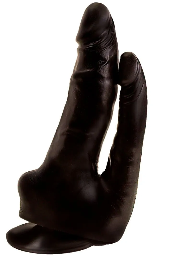 Фаллоимитатор двойной, чёрный, на присоске