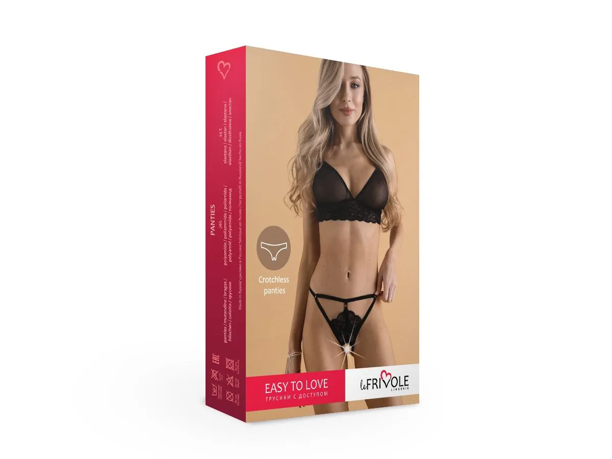 Эротическое чарующие трусики с доступом из кружева и стреп-лент easy to love в Мурманске