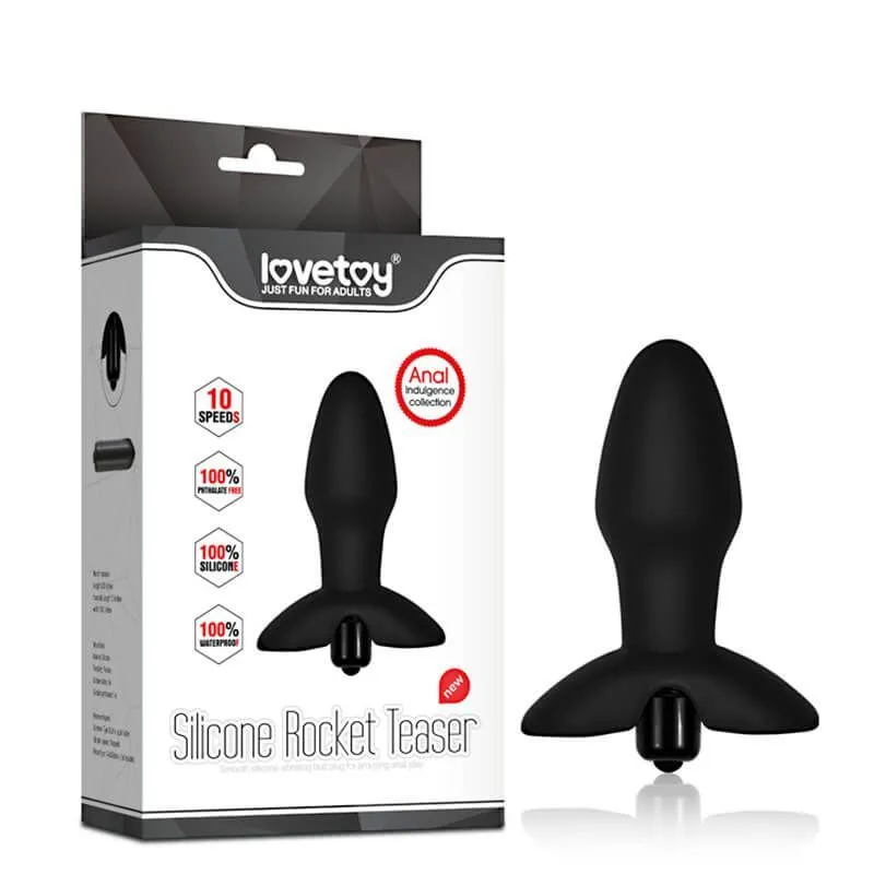 анальная пробка lovetoy silicone rocket teaser, с вибрацией, чёрная в Мурманске
