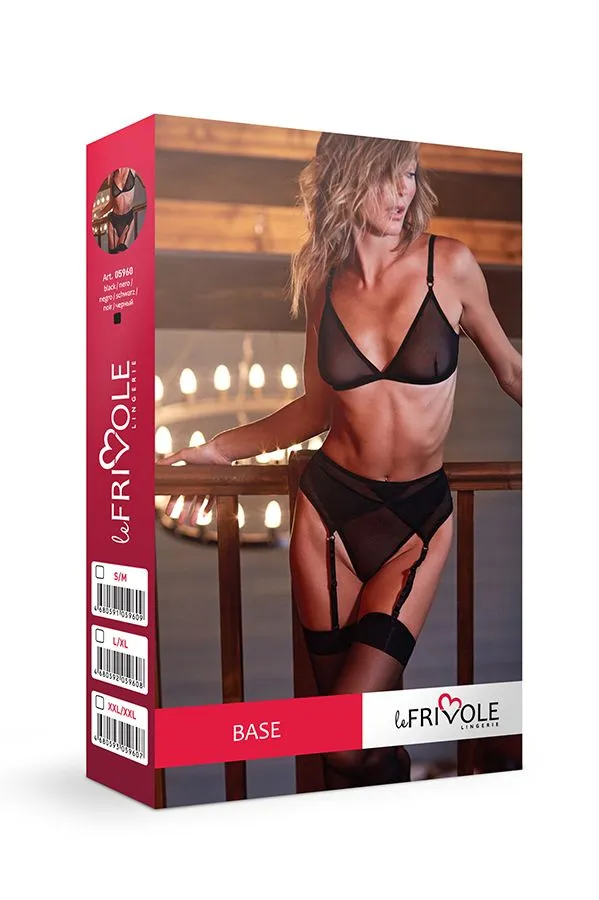 Эротическое базовый комплект из бюстгальтера, стрингов и пояса для чулок base в Мурманске