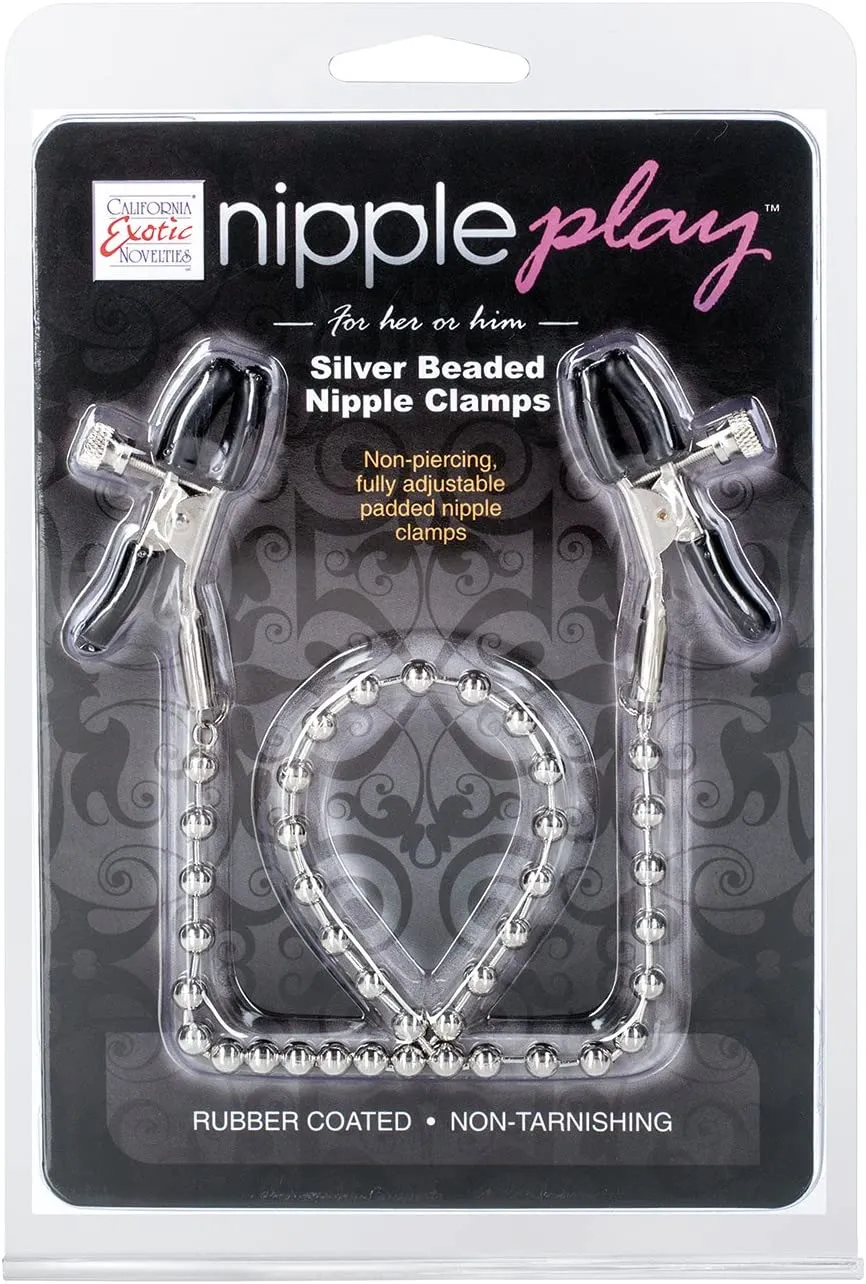 зажимы-прищепки для сосков с цепочкой silver beaded nipple clamps в Мурманске