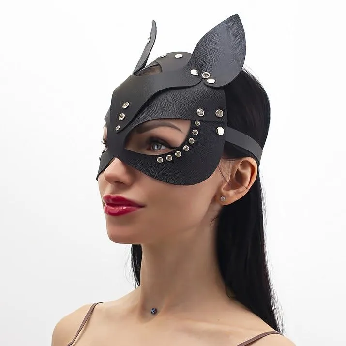 маска кошки со стразами pinkrabbit , чёрная в Мурманске