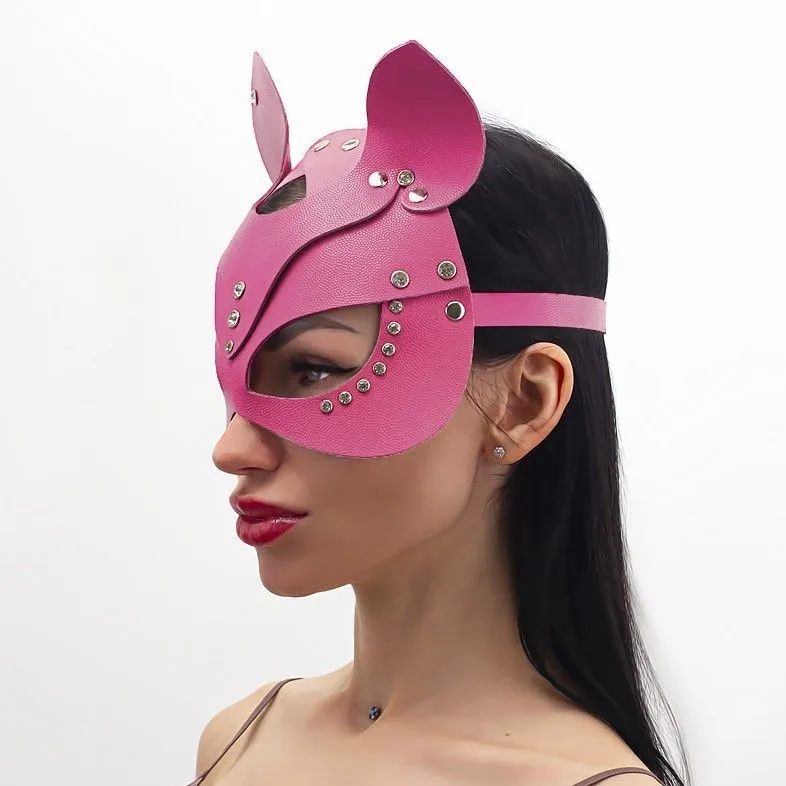 маска кошки со стразами pinkrabbit, розовая в Мурманске