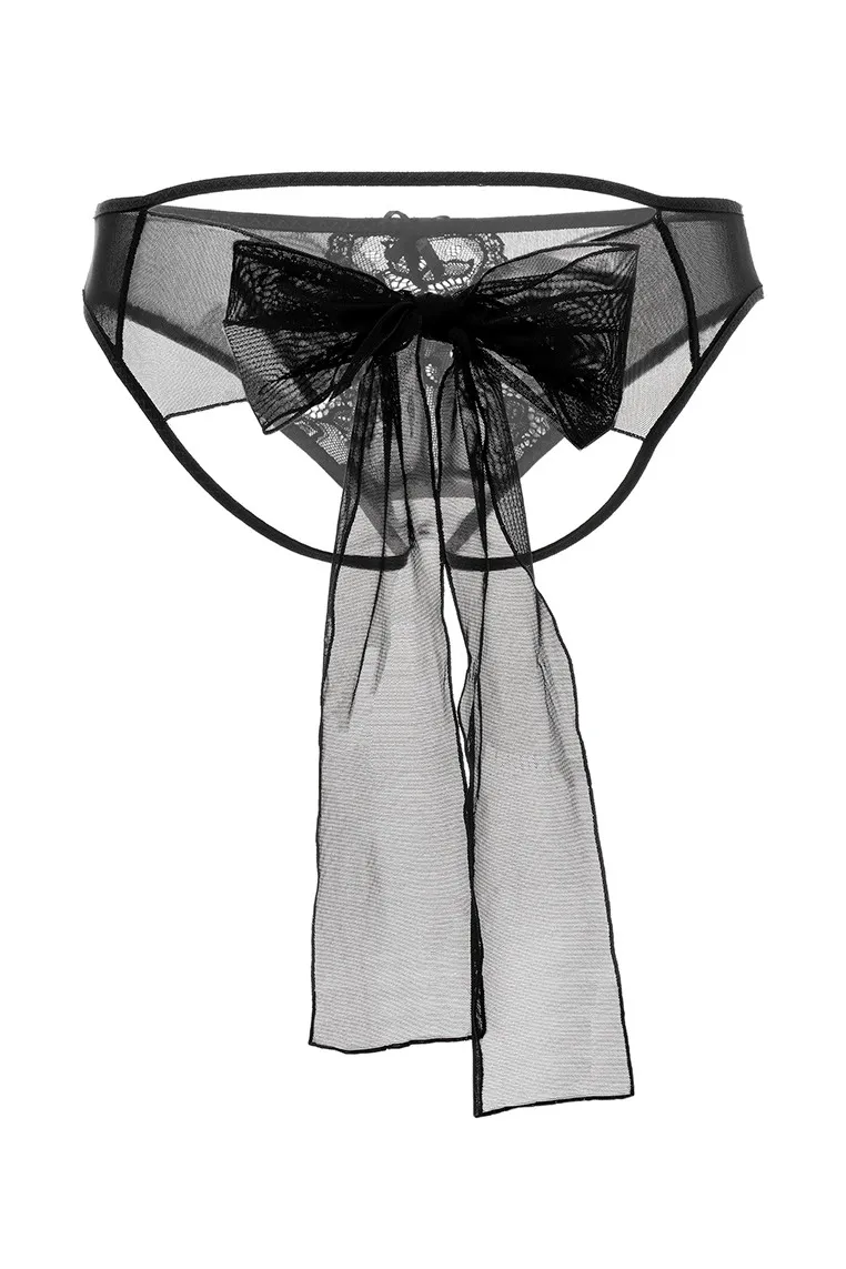 Эротическое эротические трусики с бантом erolanta mia, чёрные в Мурманске