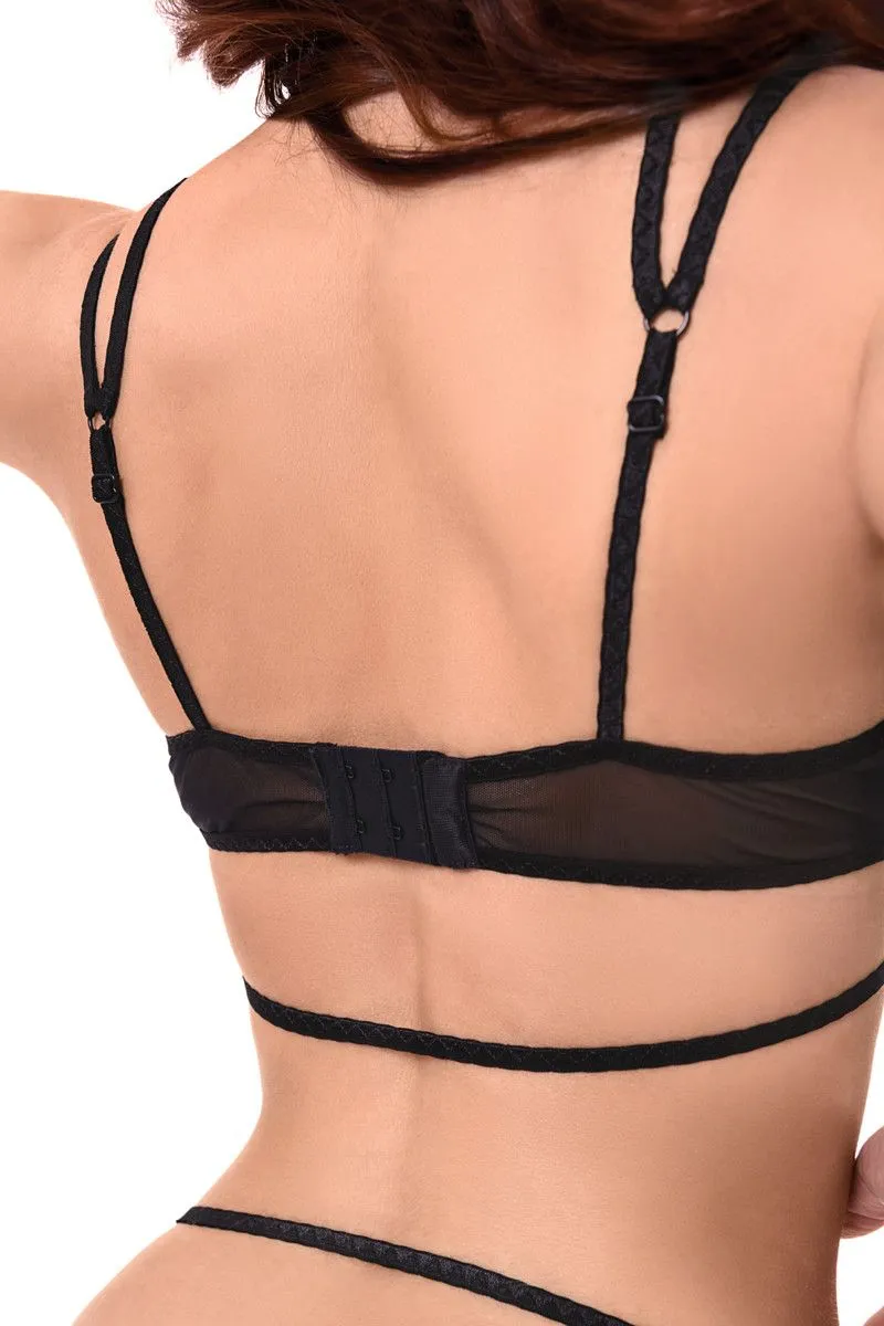 Эротическое боди с кружевом жабо erolanta eva, черное в Мурманске