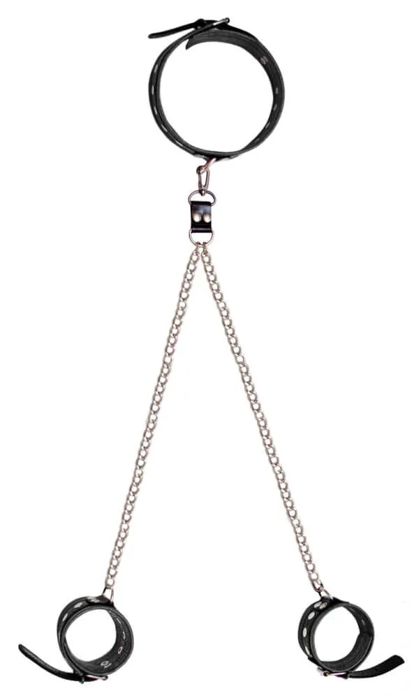 ошейник и наручники декоративные кожаные индиго на цепочках в Мурманске