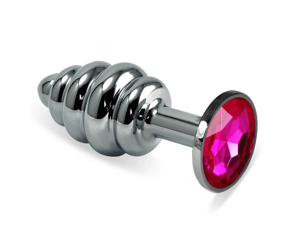 Анальная пробка Lovetoy Rosebud Spiral, с рубиновым камнем