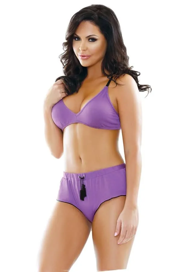 Эротическое комплект белья fantasy lingerie nina bralette & shorts, фиолетовый в Мурманске