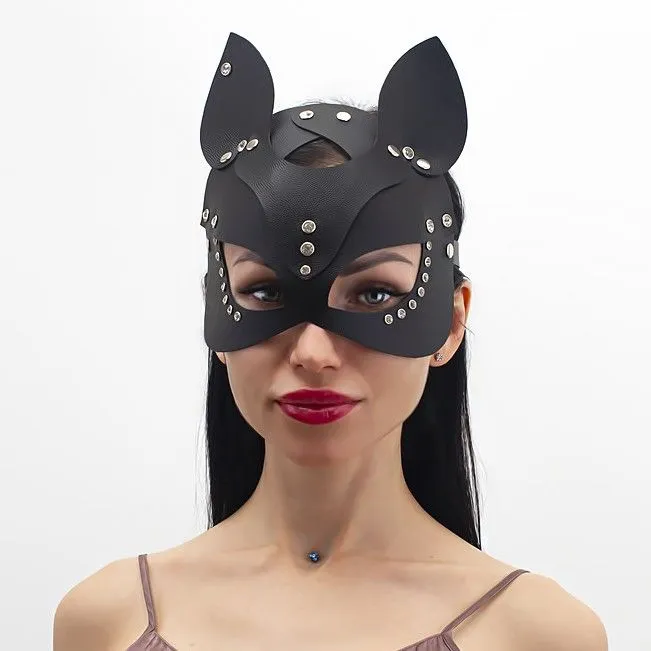 маска кошки со стразами pinkrabbit , чёрная в Мурманске