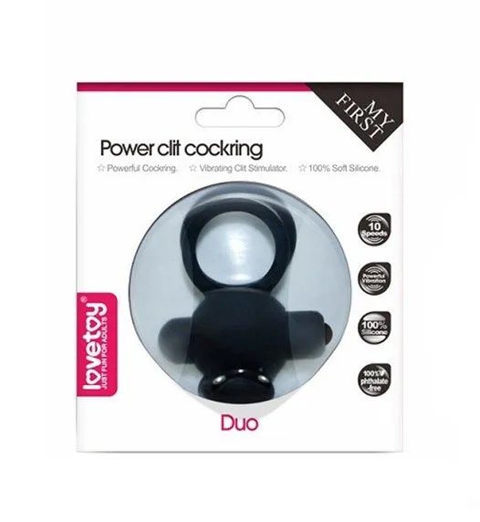 виброкольцо lovetoy power clit duo, черное в Мурманске