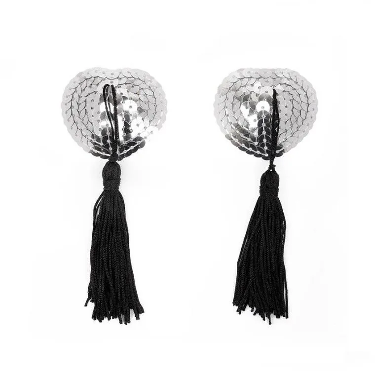 Эротическое пестисы notabu серебрянные пайетки с черными кисточками в Мурманске