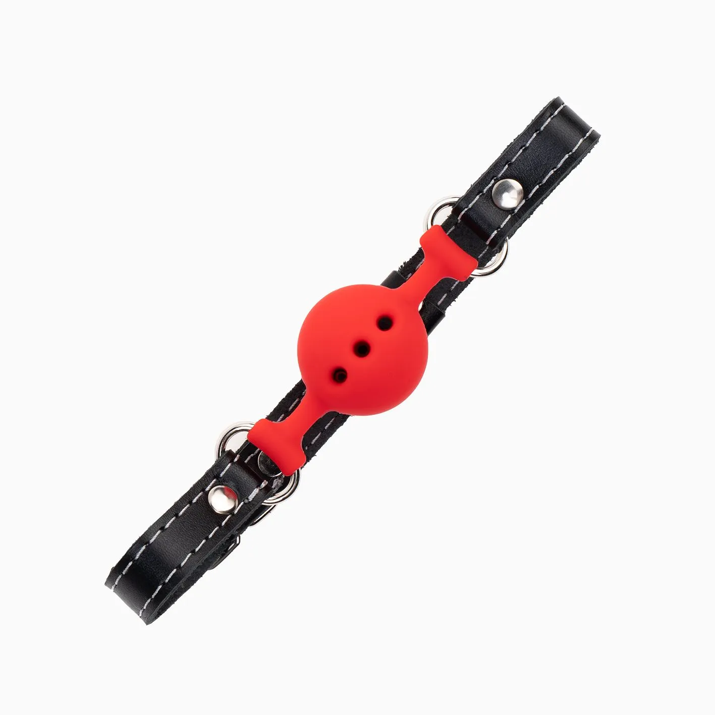 Кляп Pink Rabbit с красным силиконовым шариком (белая строчка)