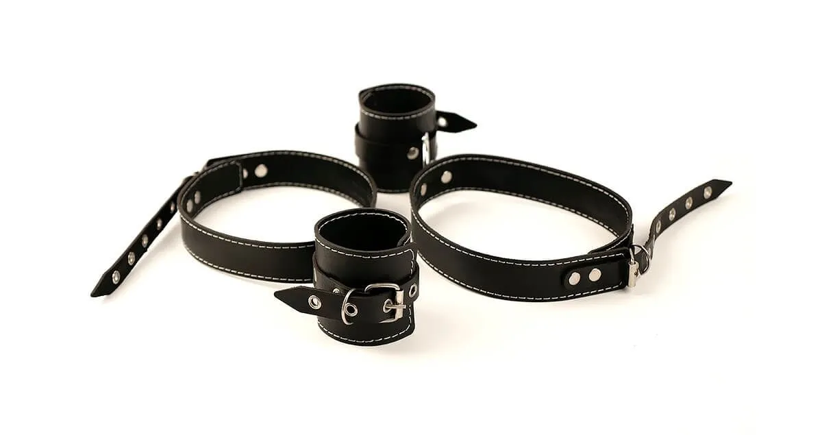 Бондажная система PinkRabbit для фиксации рук к ногам, черная