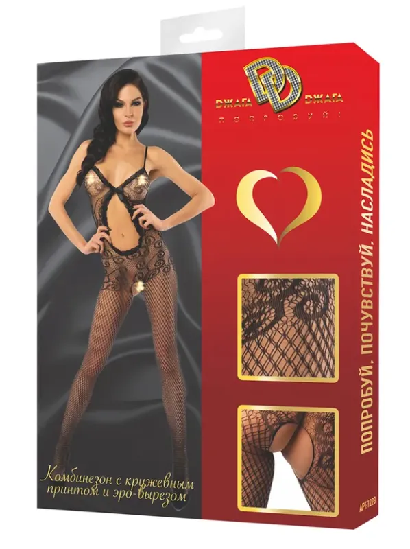 Эротическое комбинезон-сетка с дотупом, черный в Мурманске