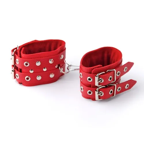 наручники кожаные красные с ремешками 3050-2 в Мурманске