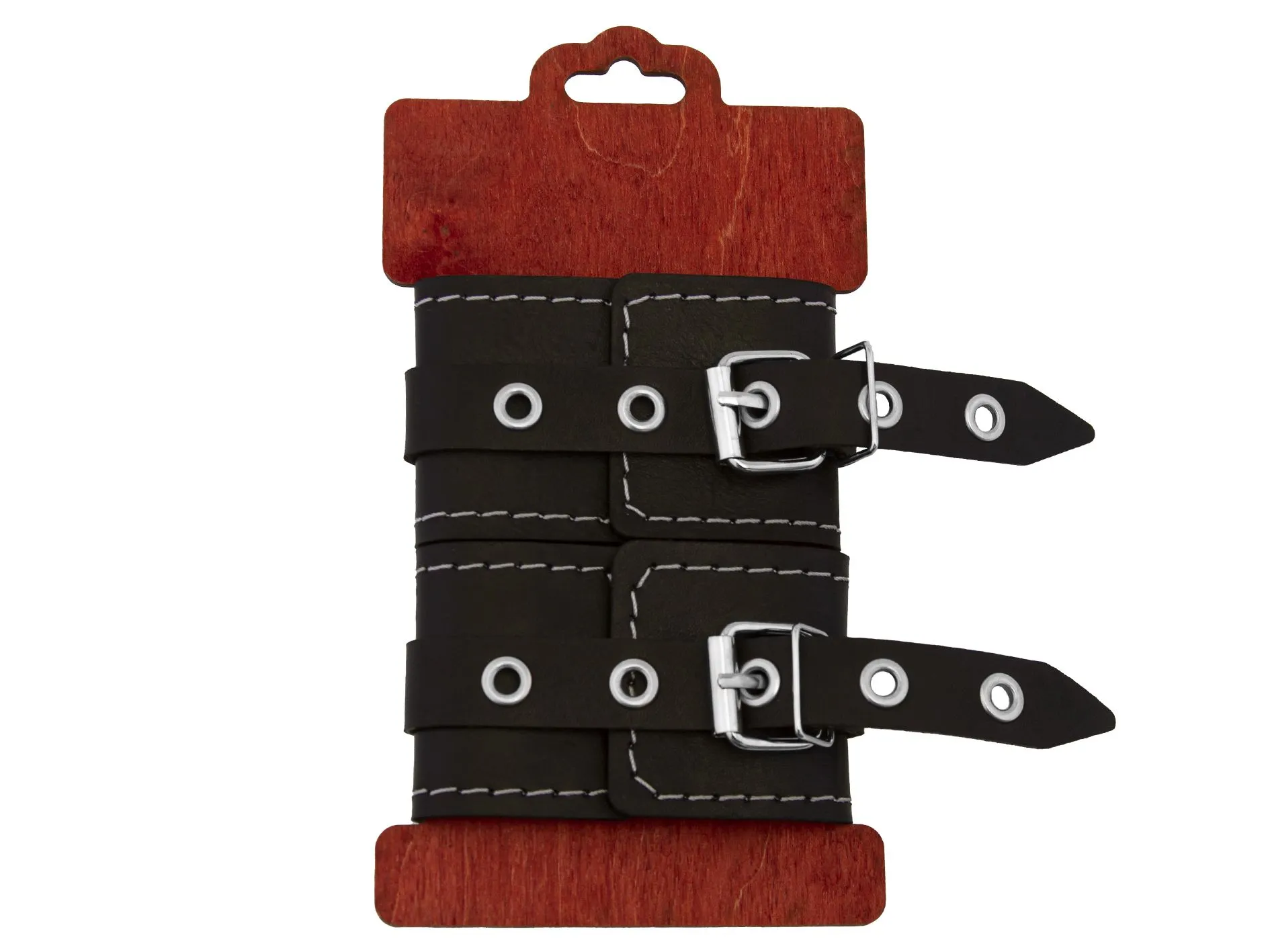 наручники декоративные pinkrabbit из натуральной кожи, с белой строчкой в Мурманске