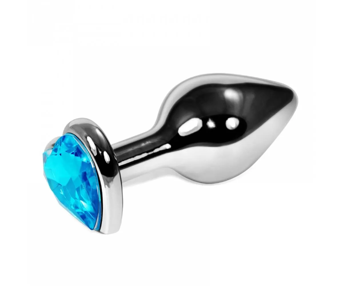 Анальная пробка Lovetoy Rosebud Heart, с бирюзовым камнем