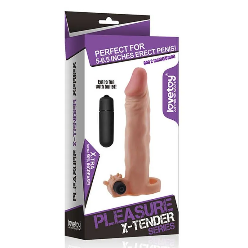 насадка на член lovetoy pleasure x-tender 7.5 inch, с вибрацией в Мурманске