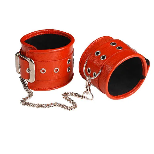 оковы кожаные красные с широким ремешком, соединенные цепочкой длиной 35см 3072-2 в Мурманске