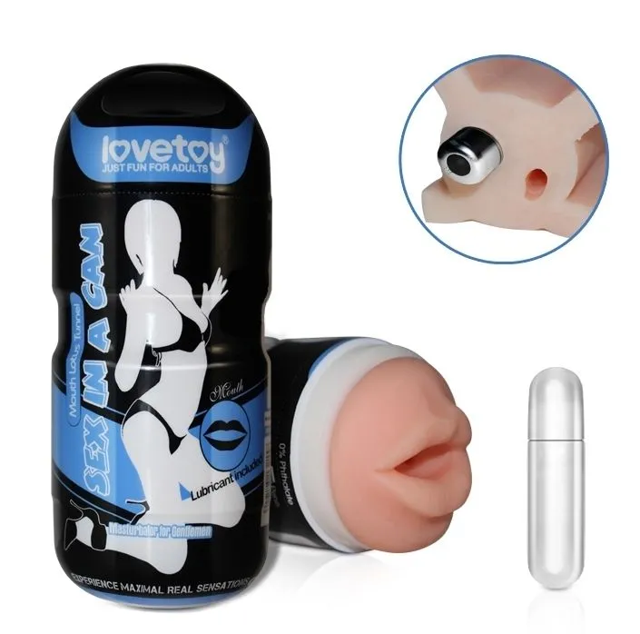 Мастурбатор Lovetoy Sex In A Can Vibra Mouth Tunnel, с вибропулей