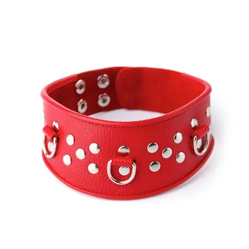 ошейник кожаный красный с велюровой подкладкой 3115-2 в Мурманске