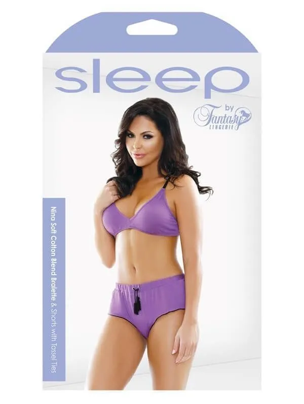 Эротическое комплект белья fantasy lingerie nina bralette & shorts, фиолетовый в Мурманске