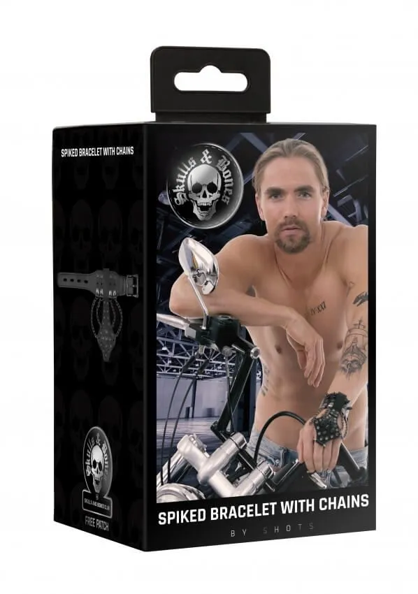 браслет с шипами и цепями skulls and bones, черный в Мурманске