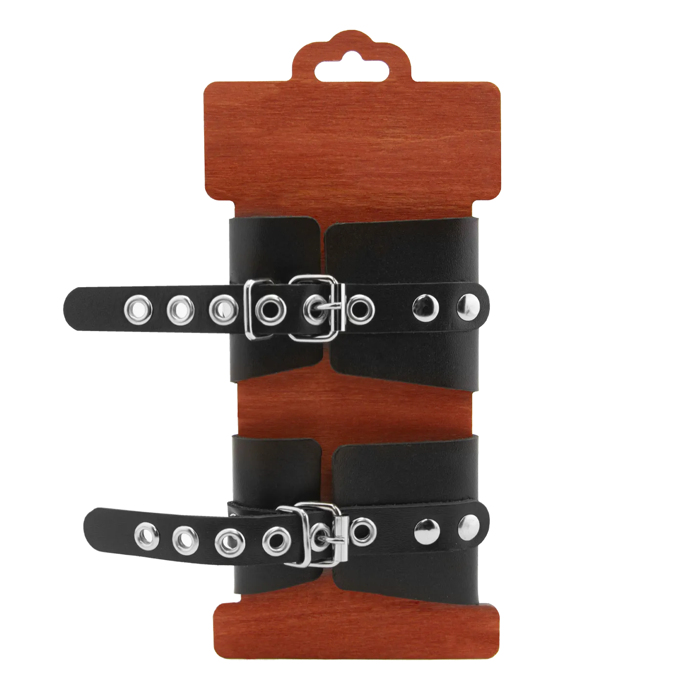 наручники pinkrabbit из черной кожи с белым декором в Мурманске