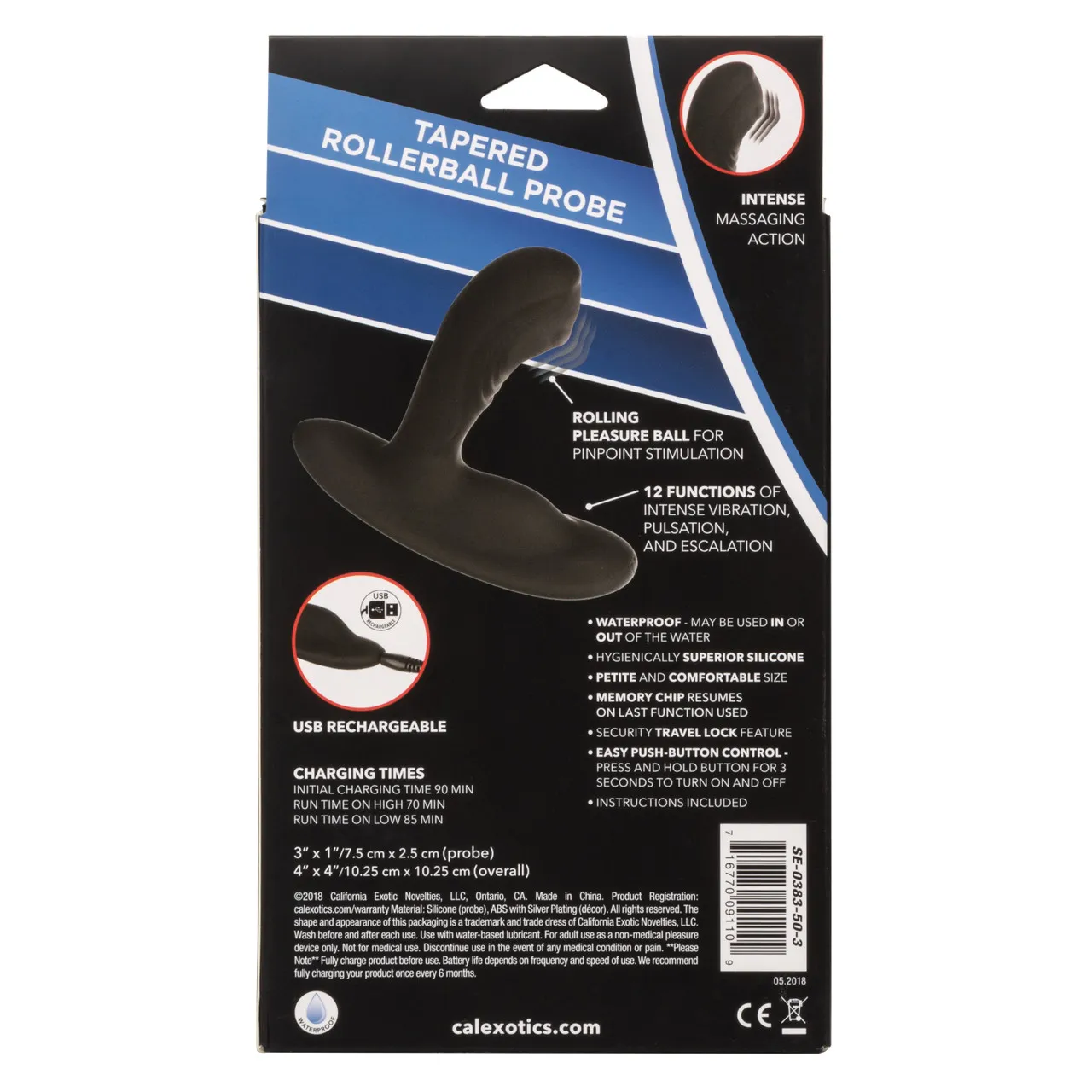 перезарежаемый силиконовый массажер простатыtapered roller ball probe с функцией "вращающийся шарик" в Мурманске