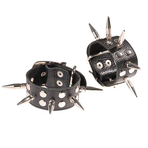 наручники кожаные черные с шипами и заклепками 3056-1 в Мурманске