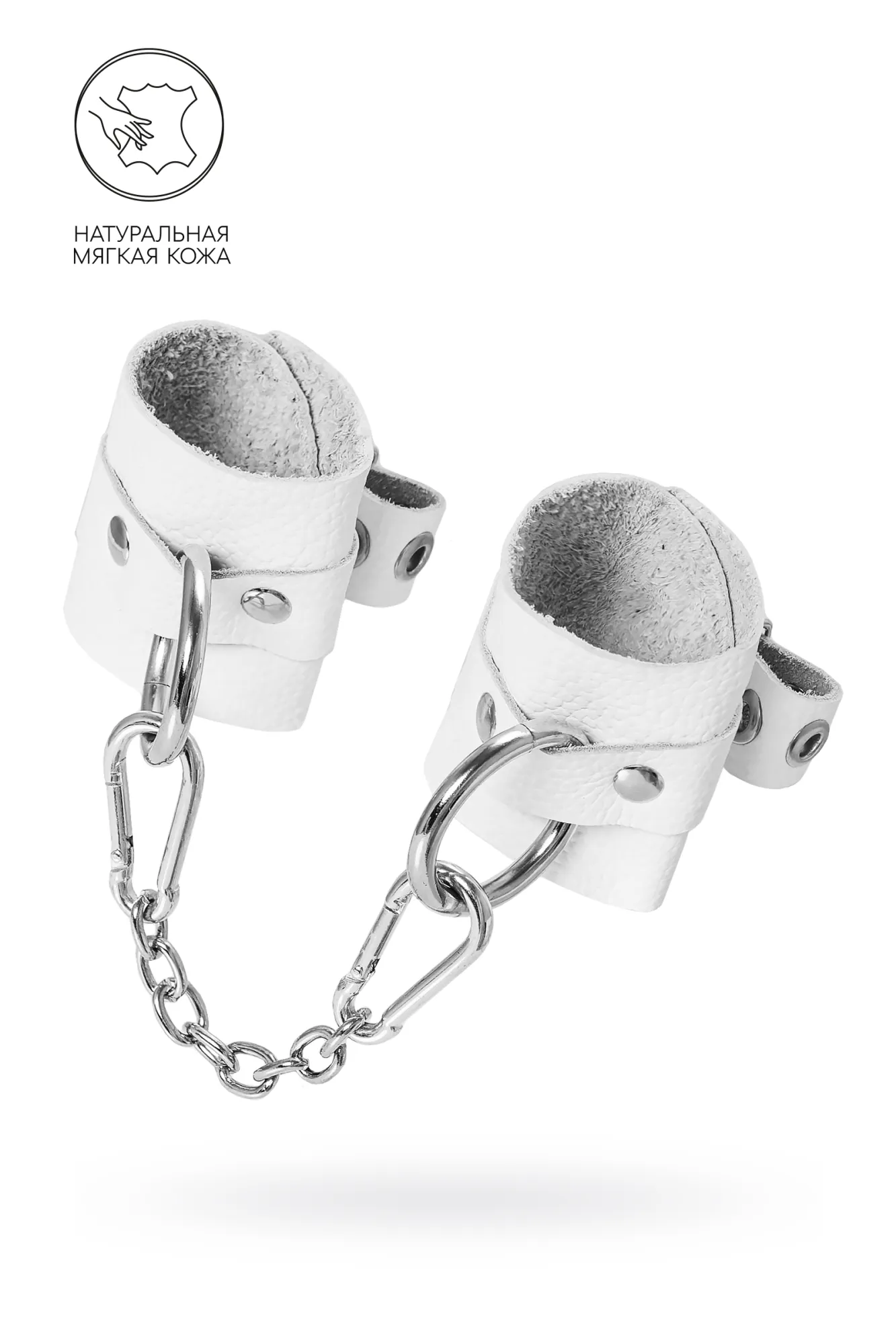 наручники pecado bdsm, мягкие с люверсами, натуральная кожа, белые в Мурманске