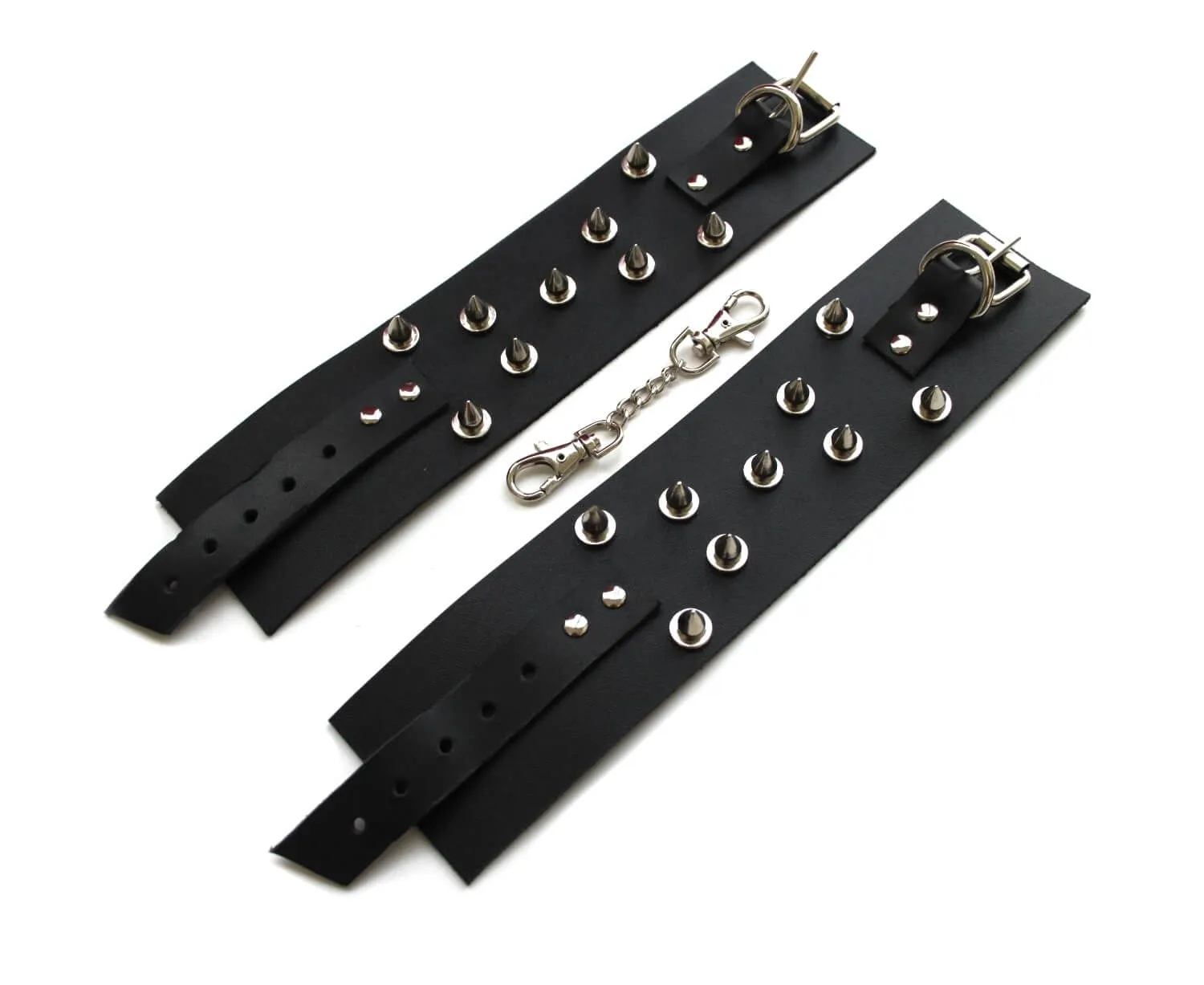 поножи декоративные кожаные pinkrabbit c шипами, черные в Мурманске