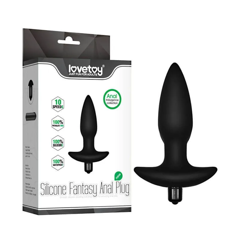 анальная пробка lovetoy silicone fantasy anal plug, с вибрацией, чёрная в Мурманске