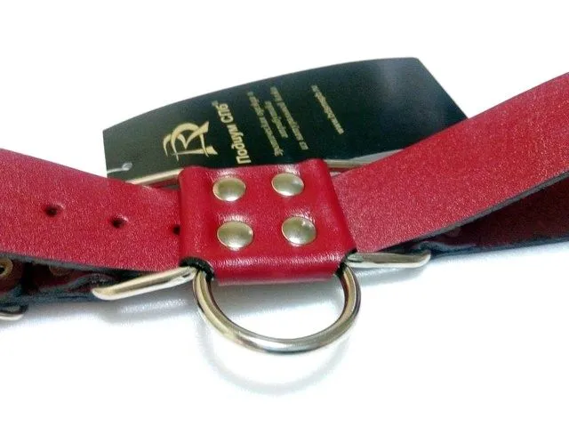 наручники декоративные ременные с полукольцом подиум 3 см, красные в Мурманске