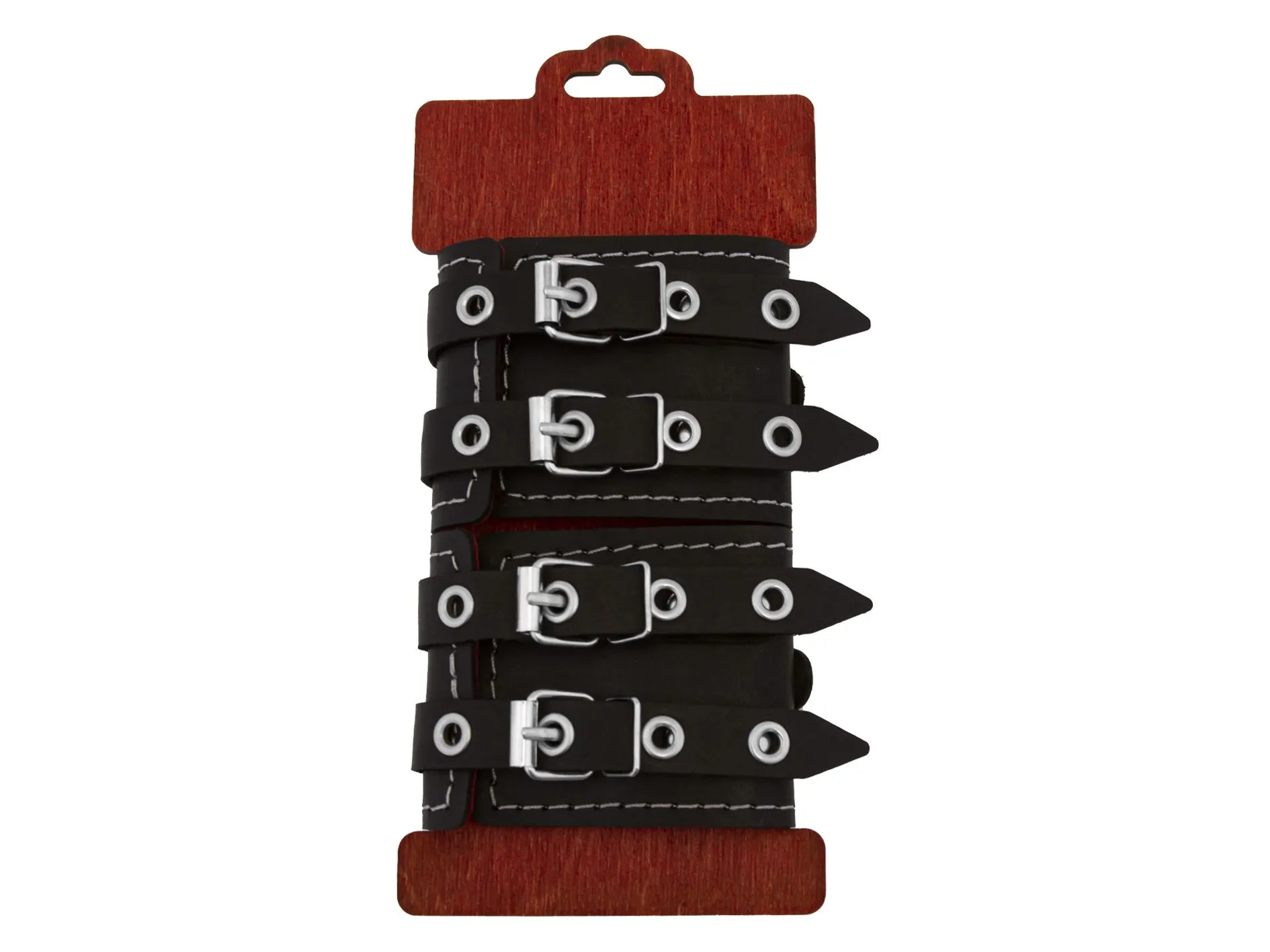 наручники декоративные pinkrabbit с двумя ремнями и красной подкладкой, черные в Мурманске