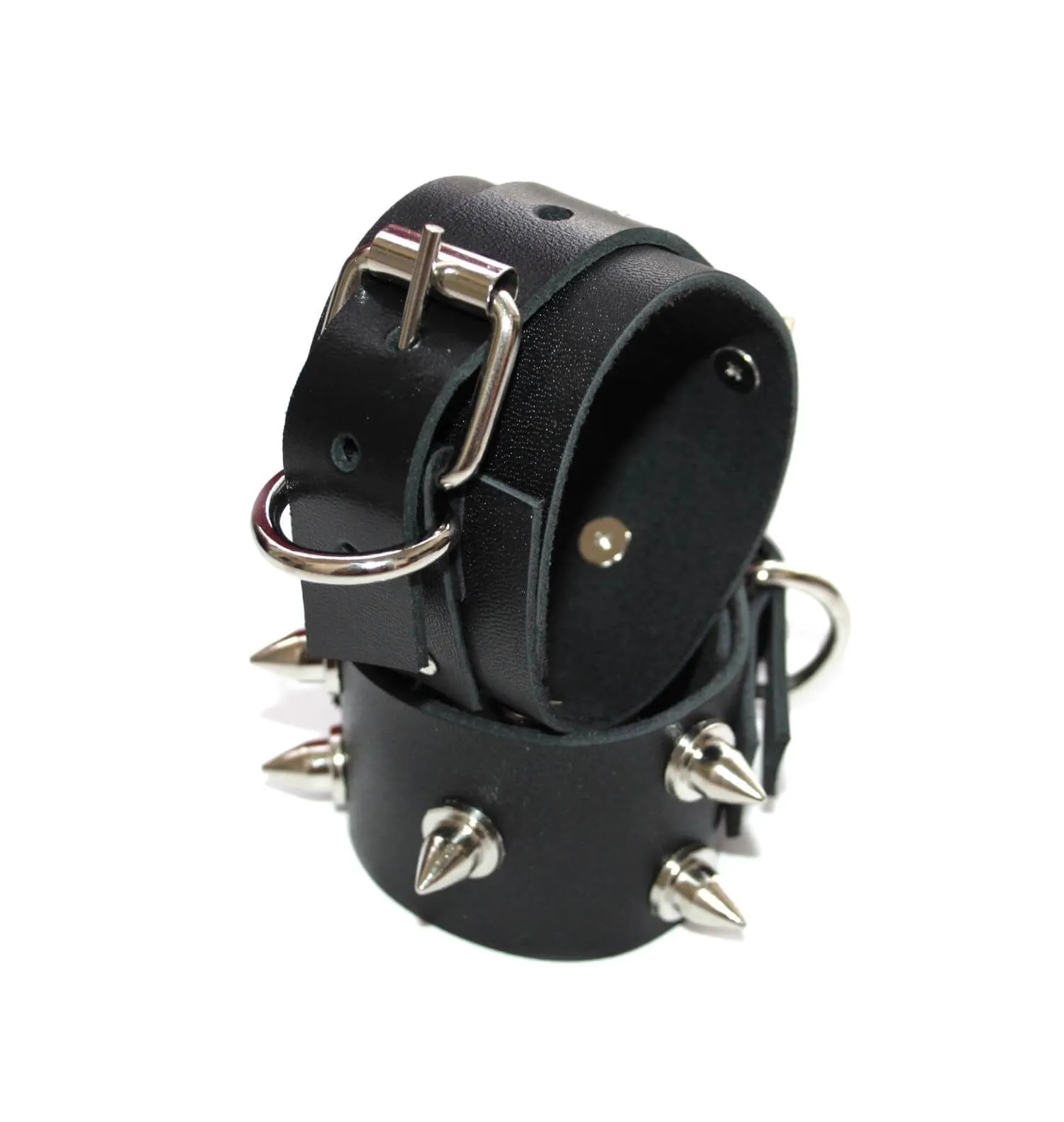 Наручники декоративные кожаные PinkRabbit c шипами, черные