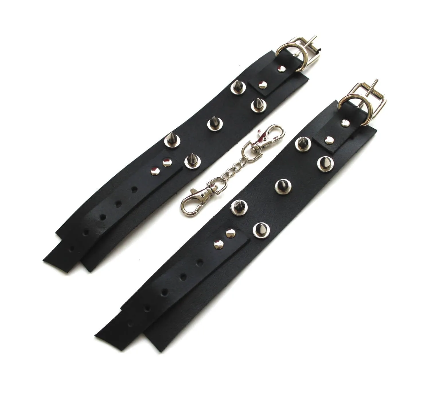 наручники декоративные кожаные pinkrabbit c шипами, черные в Мурманске