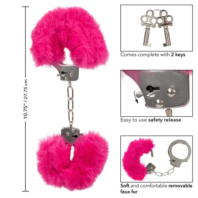 металлические наручники с искусственным мехом ultra fluffy furry cuffs-pink в Мурманске