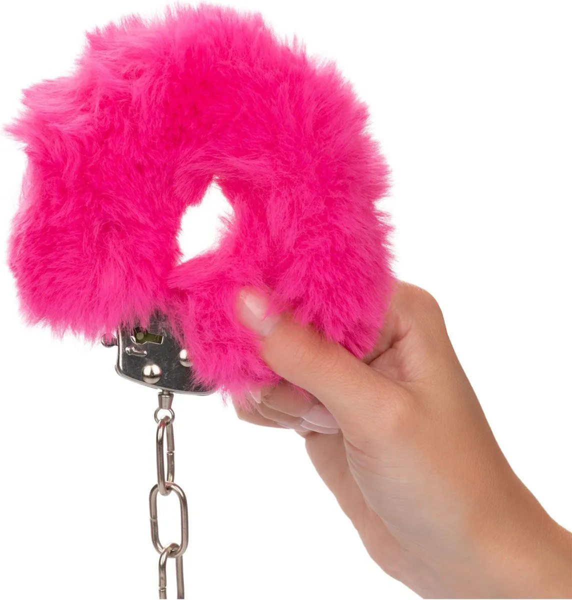 металлические наручники с искусственным мехом ultra fluffy furry cuffs, розовые в Мурманске