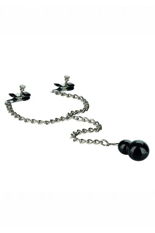 зажимы-прищепки (украшения) для сосков с цепочкой и утяжелителем weighted dual tier nipple clamps в Мурманске