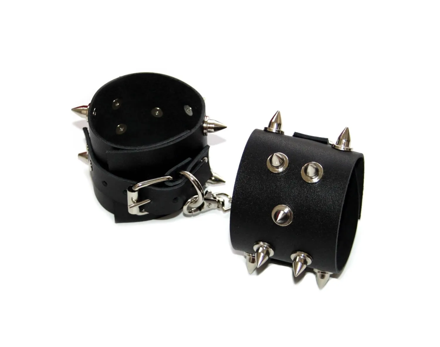 Поножи декоративные кожаные PinkRabbit c шипами, черные